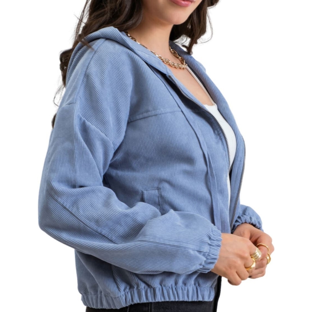 Blu Pepper Corduroy Hooded Zip up Jacket Size Large Nwt ❤️ - Picture 7 of 11